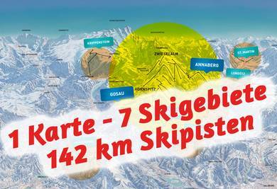 eine Karte für sieben Skigebiete der Skiregion Dachstein West